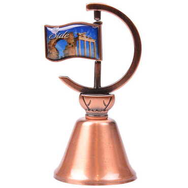 Side Themed Collectible Souvenir Double Side Metal Spinner Flag Bell - Bronze Color - 4