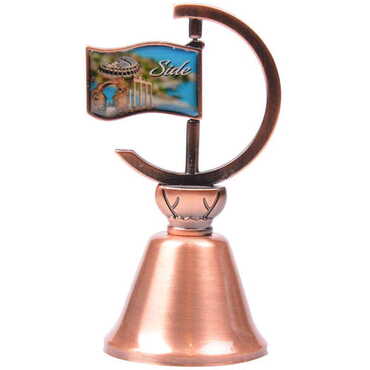 Side Themed Collectible Souvenir Double Side Metal Spinner Flag Bell - Bronze Color - 6