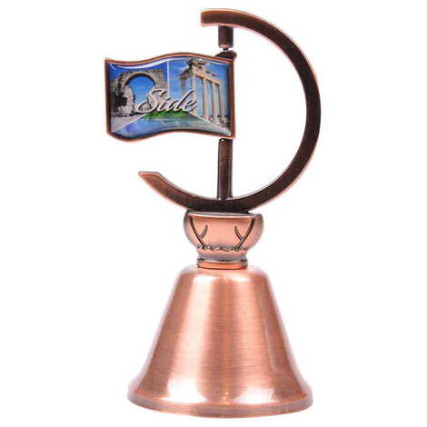 Side Themed Collectible Souvenir Double Side Metal Spinner Flag Bell - Bronze Color - 7