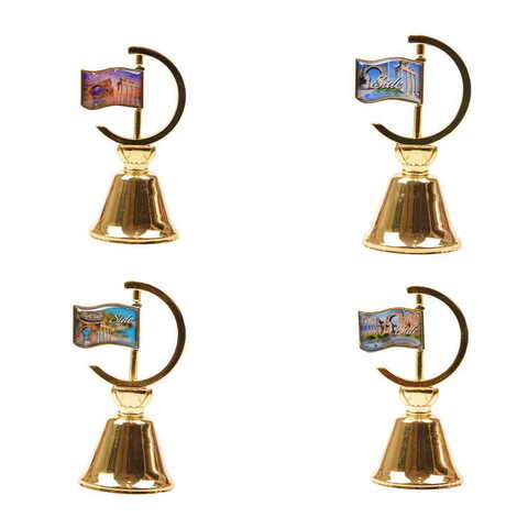 Side Themed Collectible Souvenir Double Side Metal Spinner Flag Bell - Golden Color - 2