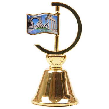 Side Themed Collectible Souvenir Double Side Metal Spinner Flag Bell - Golden Color - 4