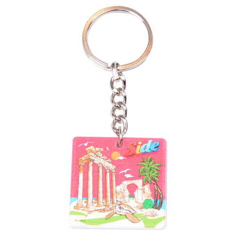 Side Themed Customised Uv Printed Plastic Base Round Keyring 40x108 mm - 3