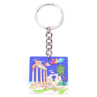 Side Themed Customised Uv Printed Plastic Base Round Keyring 40x108 mm - 5