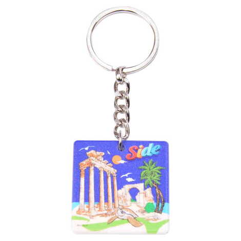 Side Themed Customised Uv Printed Plastic Base Round Keyring 40x108 mm - 5