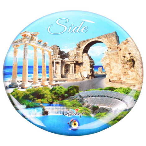 Side Themed Epoxy Dome Round Souvenir Fridge Magnet 67 mm - 5