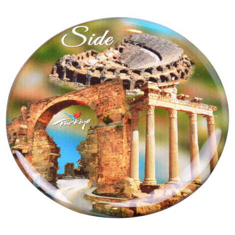 Side Themed Epoxy Dome Round Souvenir Fridge Magnet 67 mm - 6