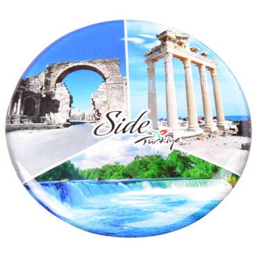 Side Themed Epoxy Dome Round Souvenir Fridge Magnet 67 mm - 8