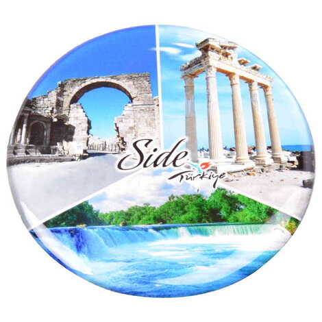 Side Themed Epoxy Dome Round Souvenir Fridge Magnet 67 mm - 8