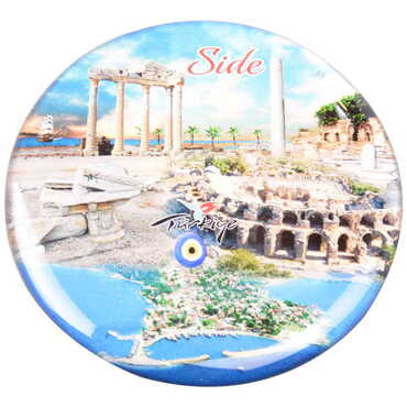 Side Themed Epoxy Dome Round Souvenir Fridge Magnet 67 mm - 11