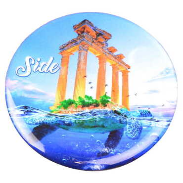 Side Themed Epoxy Dome Round Souvenir Fridge Magnet 67 mm - 12