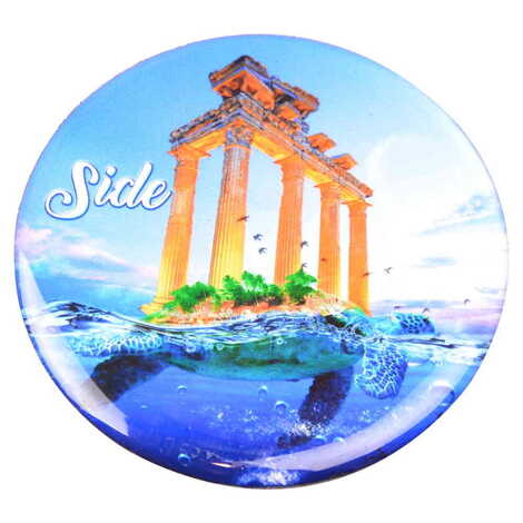 Side Themed Epoxy Dome Round Souvenir Fridge Magnet 67 mm - 12