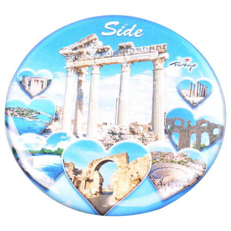 Side Themed Epoxy Dome Round Souvenir Fridge Magnet 67 mm - 14