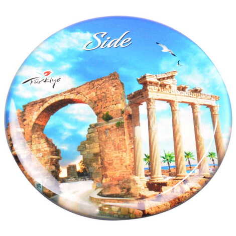 Side Themed Epoxy Dome Round Souvenir Fridge Magnet 67 mm - 16