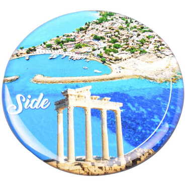 Side Themed Epoxy Dome Round Souvenir Fridge Magnet 67 mm - 18