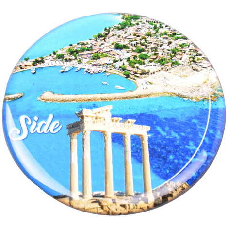 Side Themed Epoxy Dome Round Souvenir Fridge Magnet 67 mm - 18