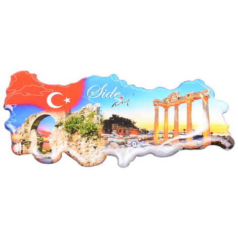 Side Themed Epoxy Dome Turkey Map Shaped Souvenir Fridge Magnet - 4