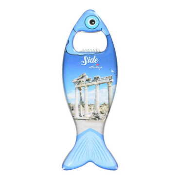 Side Themed Fish Shaped Metal Magnetic Bottle Opener 120x43 mm - 6