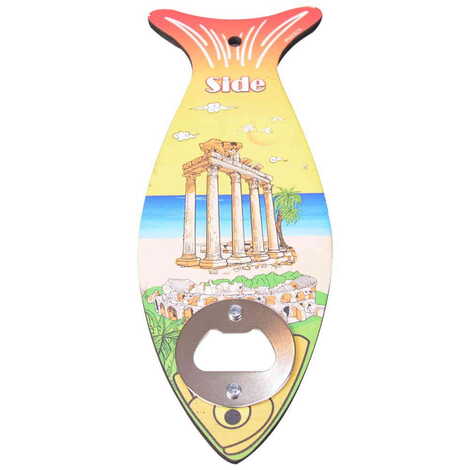 Side Themed Fish Shaped Printed MDF Wooden Bottle Opener 190x70 mm - 4