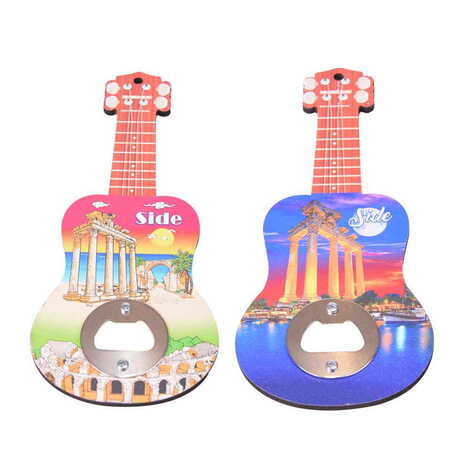 Side Themed Guitar Shaped Printed MDF Wooden Bottle Opener 200x89 mm - 2