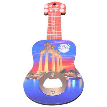 Side Themed Guitar Shaped Printed MDF Wooden Bottle Opener 200x89 mm - 3