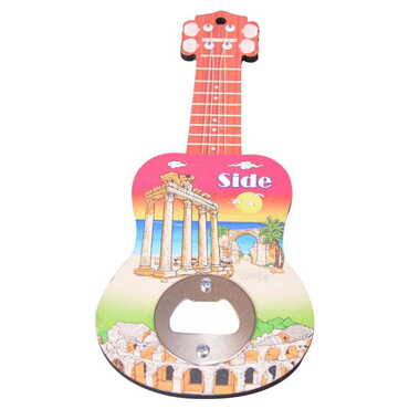 Side Themed Guitar Shaped Printed MDF Wooden Bottle Opener 200x89 mm - 4