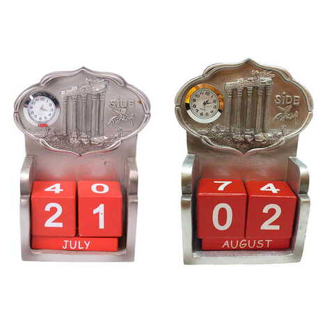 Side Themed Polyester Clock Calendar 85x43x135 mm - 2