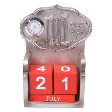 Side Themed Polyester Clock Calendar 85x43x135 mm - 3