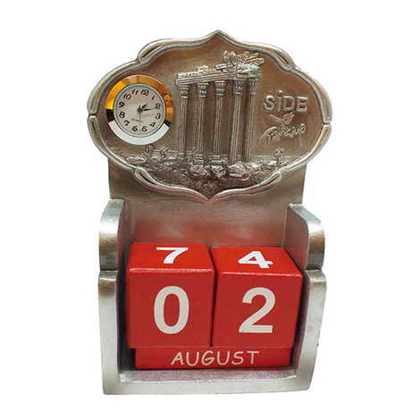 Side Themed Polyester Clock Calendar 85x43x135 mm - 4