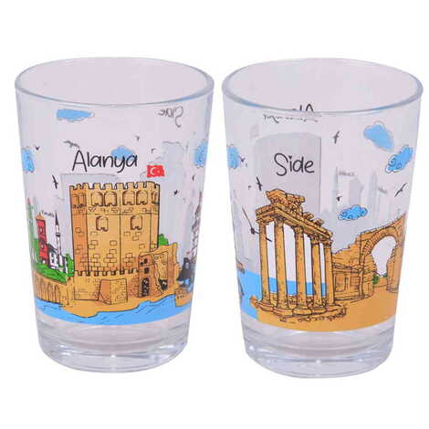 Side Themed Printed Water Glass Set of 6 Pcs - 5