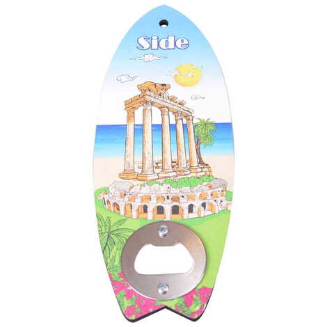 Side Themed Surf Board Shaped Printed MDF Wooden Bottle Opener 185x72 mm - 3