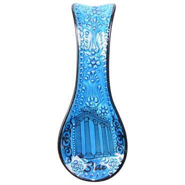 Side Themed Turkish Ceramic Turquoise Spoon Rest - 4