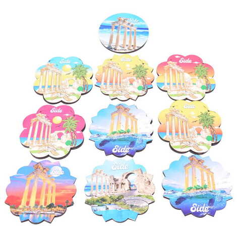 Side Themed Wooden Customised Souvenir Coaster Set of 4 pcs 90 mm - 2