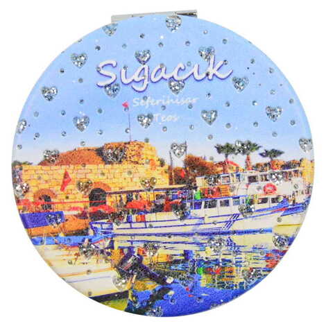 Sığacık Themed Custom Printed Round Pocket Mirror - 5