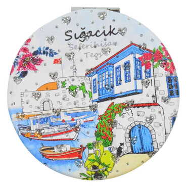 Sığacık Themed Custom Printed Round Pocket Mirror - 6