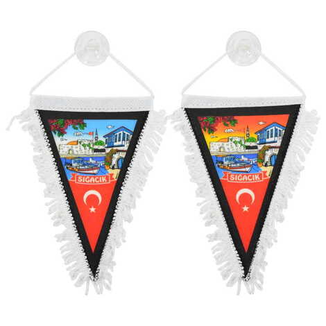 Sığacık Themed Custom Printed Triangular Pennant 10X15Cm - 2