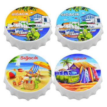 Sığacık Themed Customised UV Printed Bottle Cap Shaped Plastic Base Bottle Opener 58x15 mm - 3