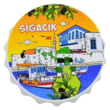 Sığacık Themed Customised UV Printed Bottle Cap Shaped Plastic Base Bottle Opener 58x15 mm - 4