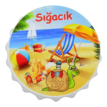 Sığacık Themed Customised UV Printed Bottle Cap Shaped Plastic Base Bottle Opener 58x15 mm - 6