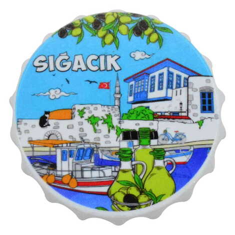 Sığacık Themed Customised UV Printed Bottle Cap Shaped Plastic Base Bottle Opener 58x15 mm - 7