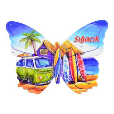 Sığacık Themed Customised UV Printed Plastic Base Butterfly Shaped Fridge Magnet 80x58 mm - 5