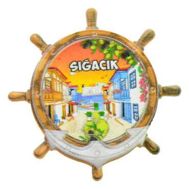 Sığacık Themed Customised UV Printed Plastic Base Marin Rudder Shaped Fridge Magnet 82x82 mm - 6