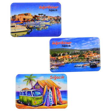 Sığacık Themed Customised UV Printed Plastic Base Rectangle Fridge Magnet 80x50 mm - 4