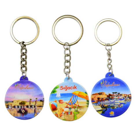 Sığacık Themed Customised UV Printed Plastic Base Square Keyring 38x100 mm - 2