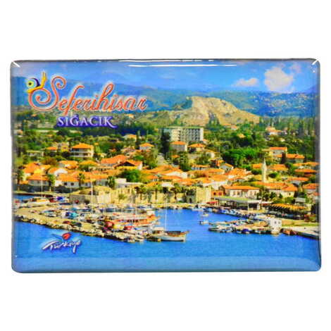 Sığacık Themed Epoxy Dome Rectangle Souvenir Fridge Magnet 80x55 cm - 4