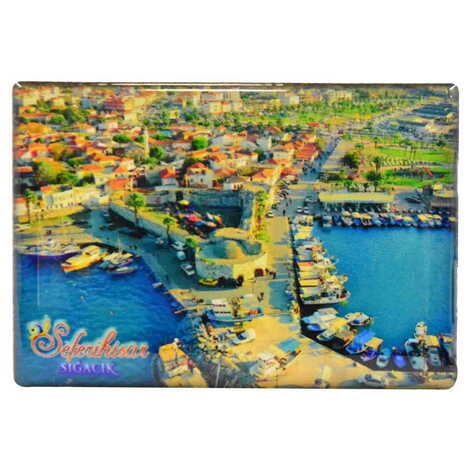 Sığacık Themed Epoxy Dome Rectangle Souvenir Fridge Magnet 80x55 cm - 6