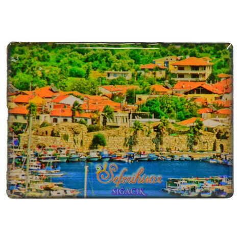 Sığacık Themed Epoxy Dome Rectangle Souvenir Fridge Magnet 80x55 cm - 8