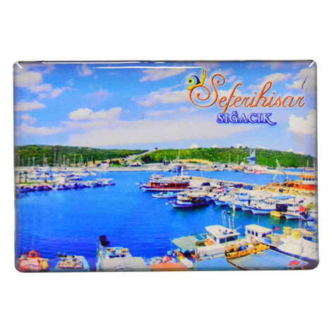 Sığacık Themed Epoxy Dome Rectangle Souvenir Fridge Magnet 80x55 cm - 9