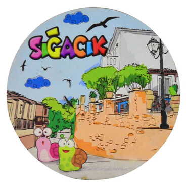 Sığacık Themed Wooden Custom Printed Souvenir Coaster 100 mm - 5