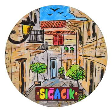 Sığacık Themed Wooden Custom Printed Souvenir Coaster 100 mm - 7