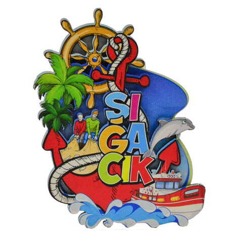 Sığacık Themed Wooden Customised 2D Souvenir Fridge Magnet - 7